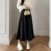 Thicken Pleated Skirts Women Oversize Korean Elegant Casual Midi Skirt White Winter Warm Knitted Skirt