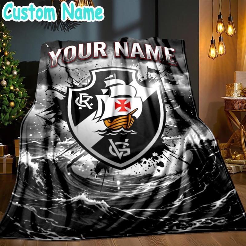 Custom Name CR Vasco da Gama Throw Blanket - Perfect for Couch, Bed, Office, and outdoor Travel - Ideal Gift for Christmas & Holidays