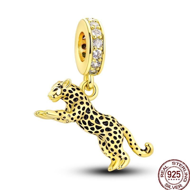 Оригинальные Медные Золотые Шармы Бусины Подсолнух Собаки Леопард Светлячок Подвески Подходят для Браслета Ювелирный Подарок Маркировка