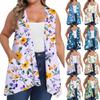Women's Oversized Loose Casual Printed Sleeveless Vest With Pocket Cardigan Jacket Cardigan Jacket