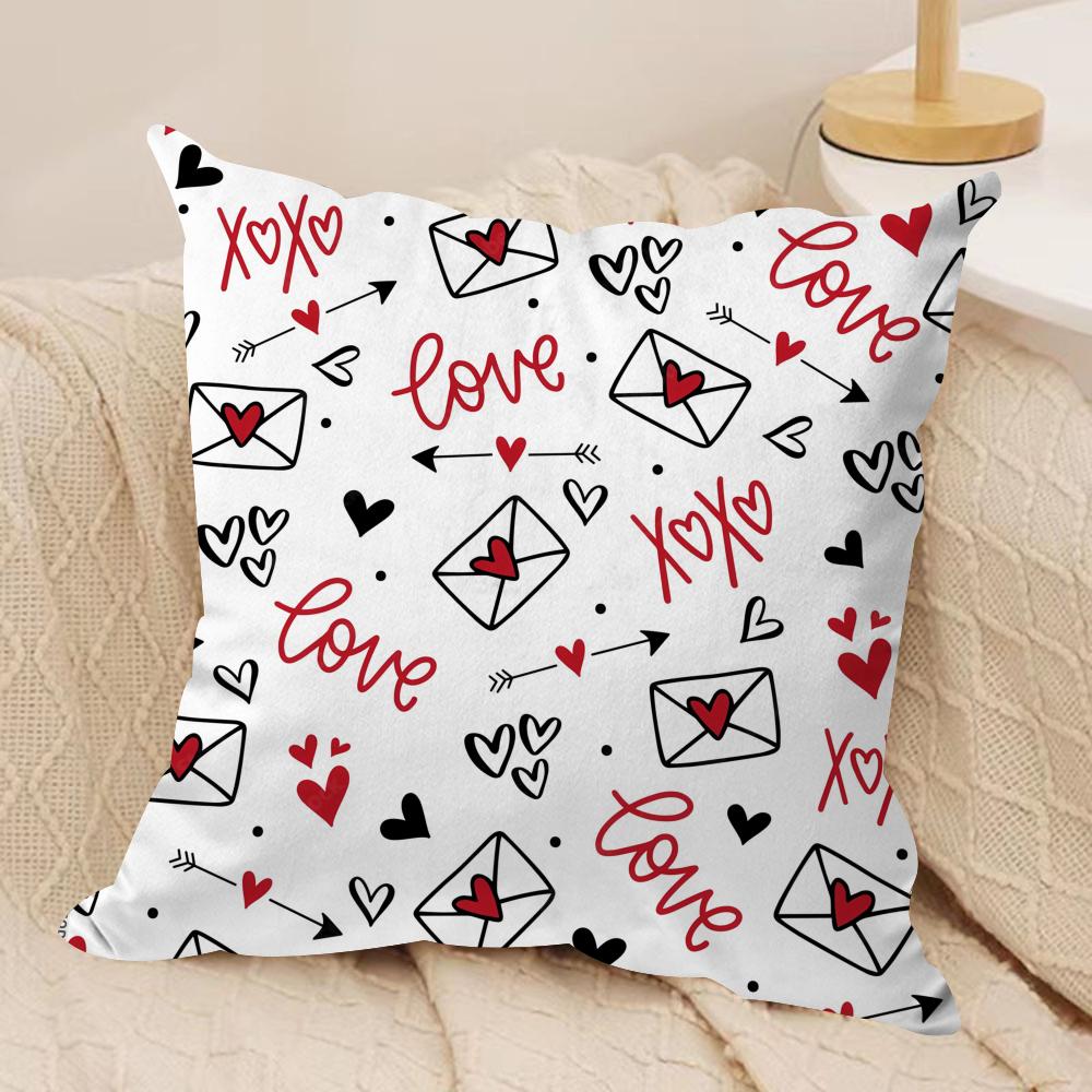 Heart Graffiti art Cushion Cover Soft Plush Fabric DoubleSided Printed Cushion Covers for All Seasons Modern HomeDecor Gift