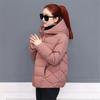 Women Short Hooded Cotton Jacket Parka Coats Autumn Winter Windproof Warm Outwear Solid Color Padded  Cotton Jacket
