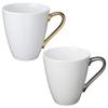Noritake Pair of 295cc Mugs with Gold and Silver Fine Strains, Porcelain, P5355L/1605-6