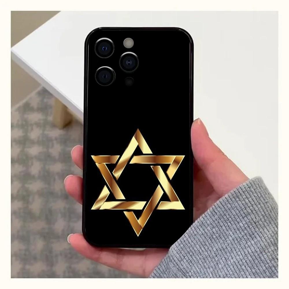 Чехол для телефона со звездой Давида для Apple iPhone 15, 14, 13, 12, 11, Pro, X, XS, Max, XR, Plus, Mini, мягкий черный