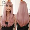 BLONDE UNICORN Long Blonde Straight Synthetic Wigs with Bangs Wavey Daily Party Cosplay Wigs for Women Heat Resistant Fiber Hair