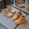 Детские короткие ботинки для девочек 2024 осень-зима новая мода корейский стиль мягкая подошва противоскользящие универсальные шикарные кожаные туфли