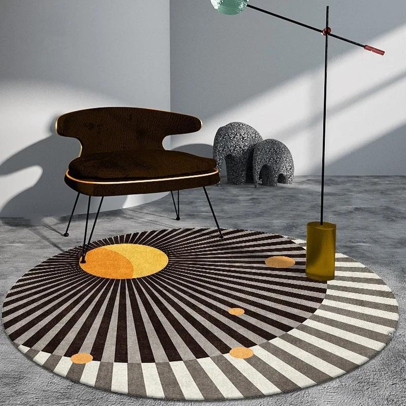 Round Carpet Soundproof Dirty-resistant Rug Office Computer Swivel Chair Rocking Table Study Bedroom Mats Retro Home Decoration