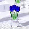 Handmade Crystal Tulip Sculpture Colorful Tulip Bouquet Statue  Home Table Decor