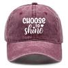 choose to shine" Print Adjustable Baseball Hat, White Text Trucker Hat Inelastic Cozy Breathable Slouchy Snapback Baseball Cap