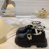 Thick-soled Black Small Leather Shoes Women's New Spring and Autumn British Style Thick Heel Heightened Round Head Japanese Jk Loafer Single Shoes