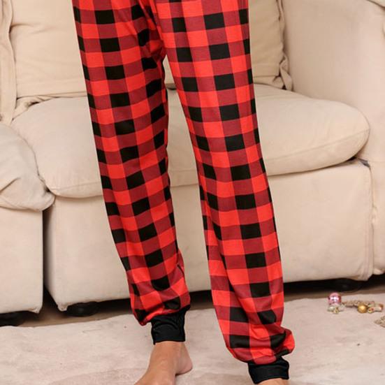 2 шт./компл. Комплект семейных пижам в тон, топ с круглым вырезом и длинными рукавами, клетчатые брюки, праздничный, для родителей и детей