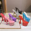 High Nightclub Super High Heels Slippers Women's Work Shoes Catwalk Pole Dance Shoes Waterproof Table