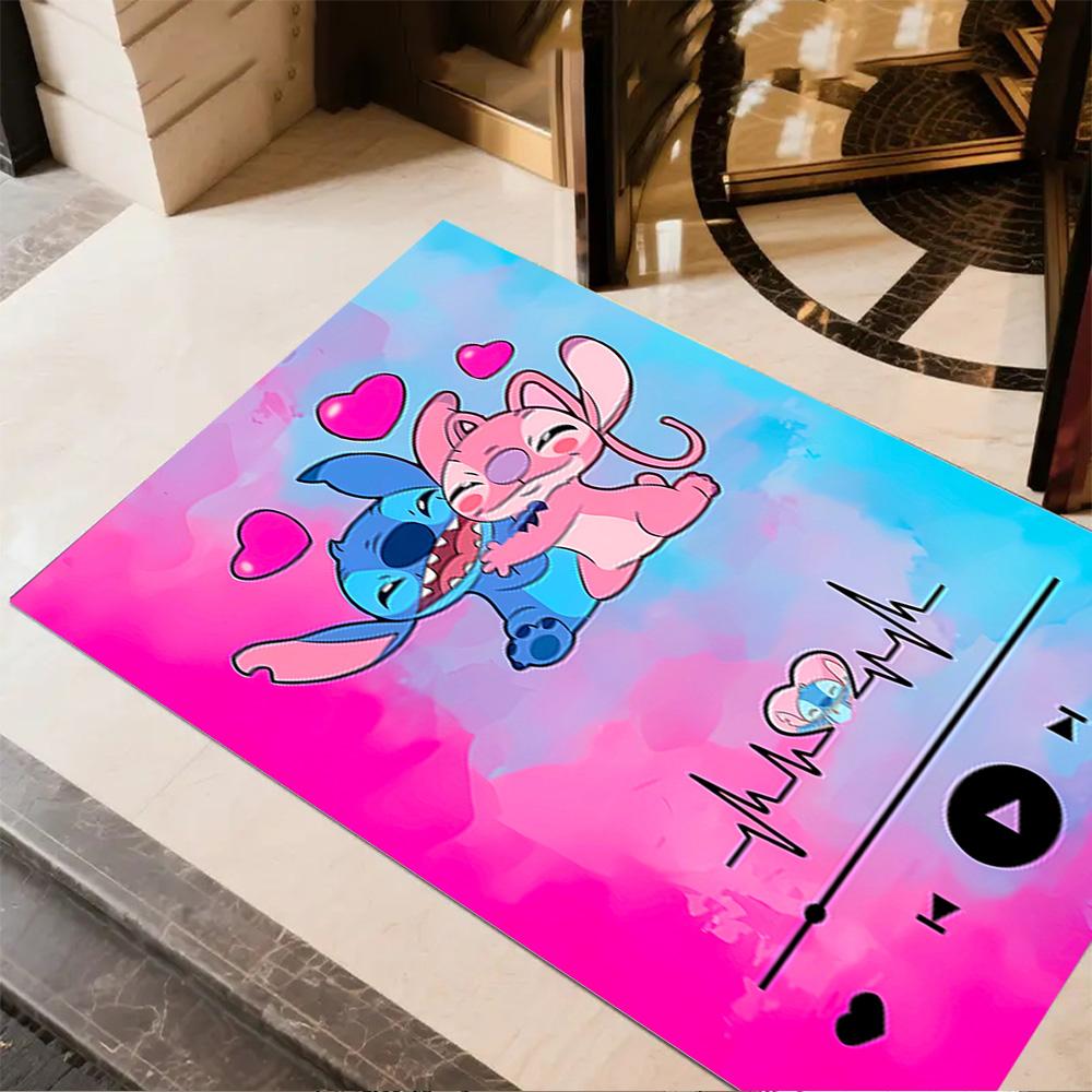 Stitch Angel Space Floor Mat Suitable for Game Room Hallway Playrooms Dormitory Anti-slip Rug Anime Office Decor