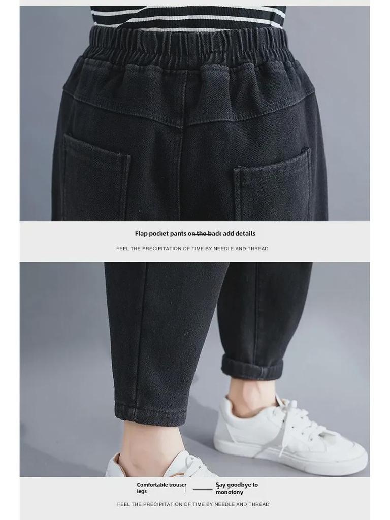 Новые зимние свободные женские брюки из денима и бархата - плотные, теплые джинсы в литературном стиле