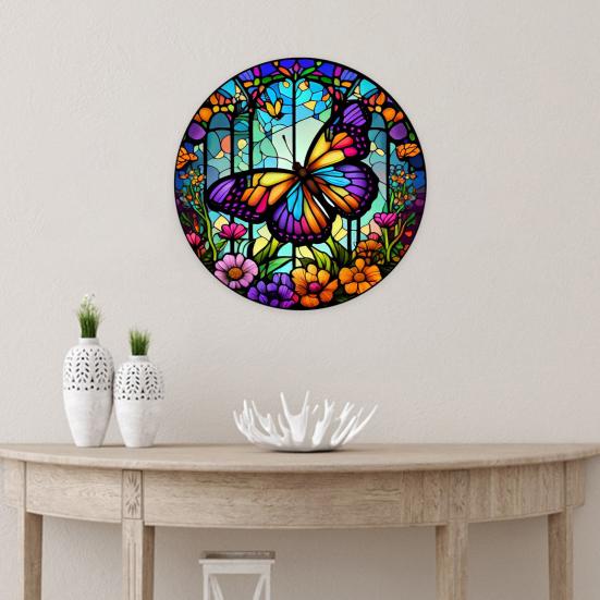 Colourful Butterfly Wreath Pendant Imitation Glass Insect Garland Hanging Acrylic Plate Decoration Summer Festival Decorations