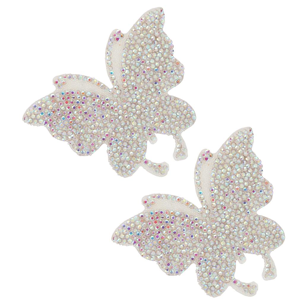 Crystal Butterfly Sticker Shiny Adhesive Hot Rhinestone for Decoration Clothing Automobile ComputerAB Color