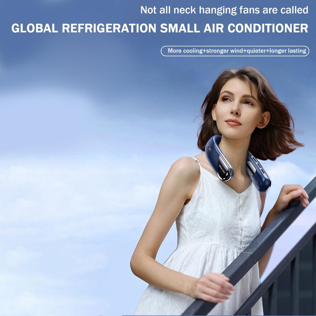 Cold Portable Rechargeable Personal Wearable, 3 Wind Speed, Neck Support, USB Bladeless Lightweight Fan For Hot Flashes, Trav