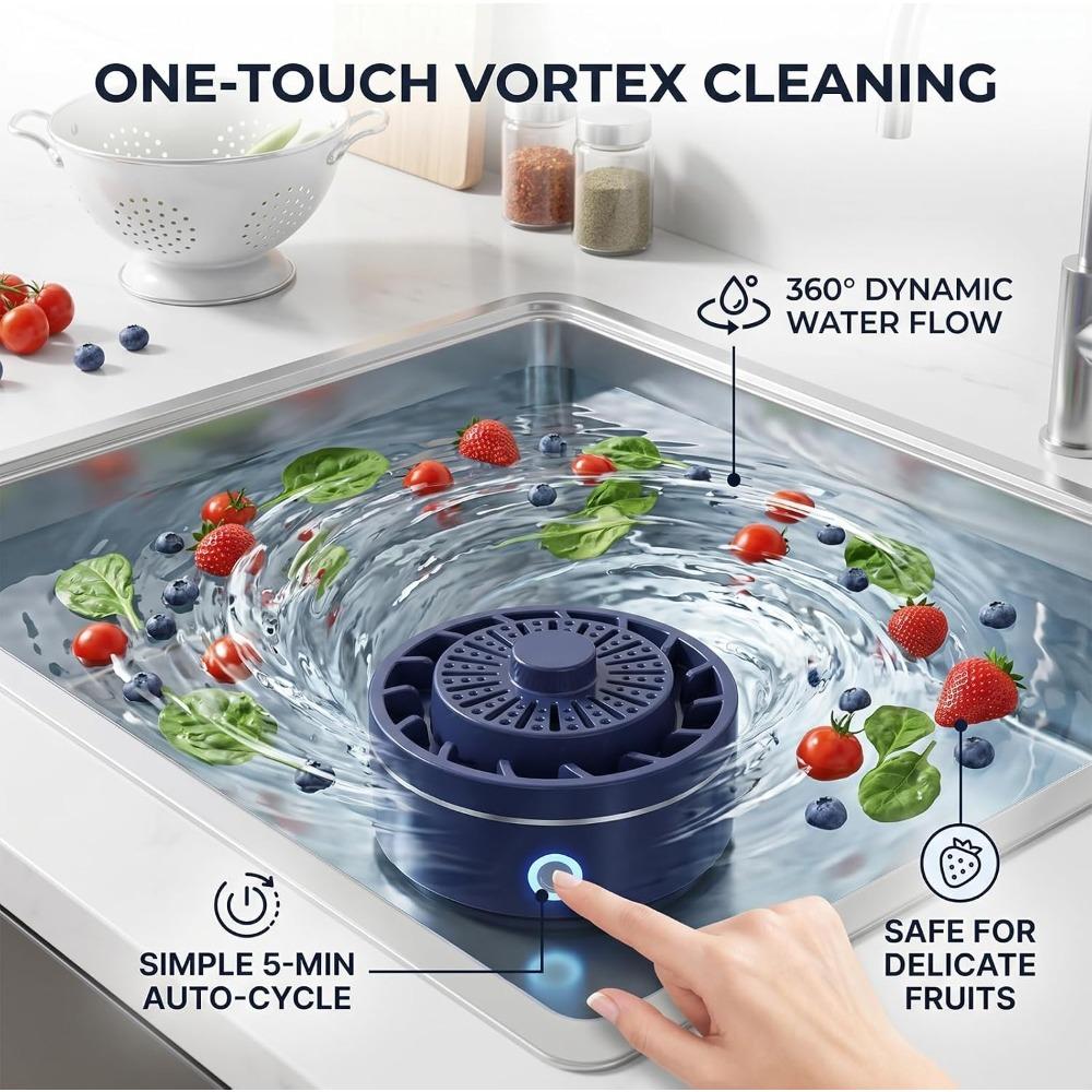 Produce Cleaner with Vortex and High-Frequency Vibration, Portable Fruit and Vegetable Washing Machine, OH-ion Food Purifier