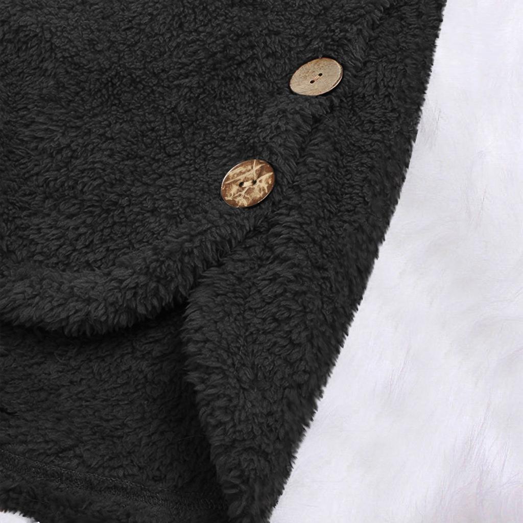 Женская мода, свободные толстовки с длинными рукавами, плюшевое пальто на пуговицах