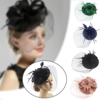 Ретро Sinamay повязка на голову Чародей Свадебная шляпа Ascot Hatinator Птичья клетка Вуаль