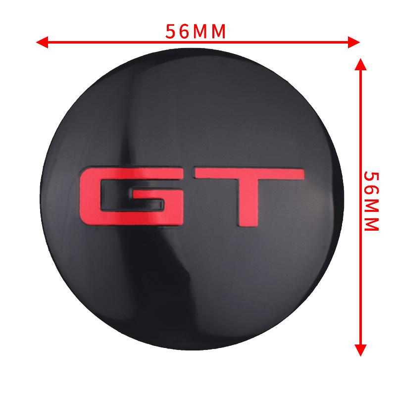 4Pcs 56mm Car Wheel Center Hub Caps Stickers GT Emblem Decal