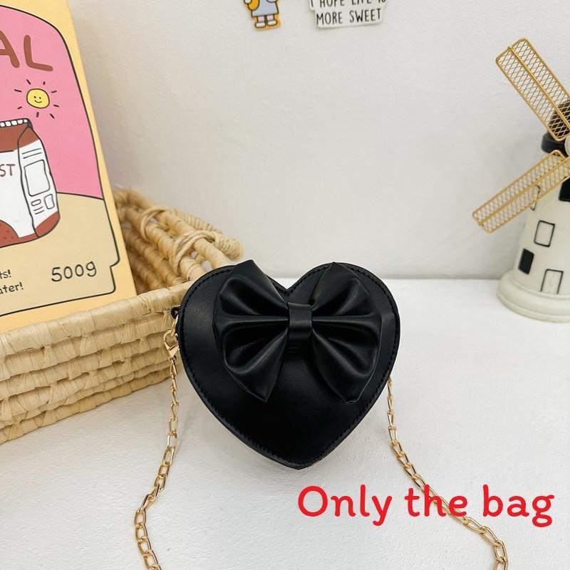 Solid Butterfly Knot Color Heart Shaped Children Crossbody Bag For Use Daily