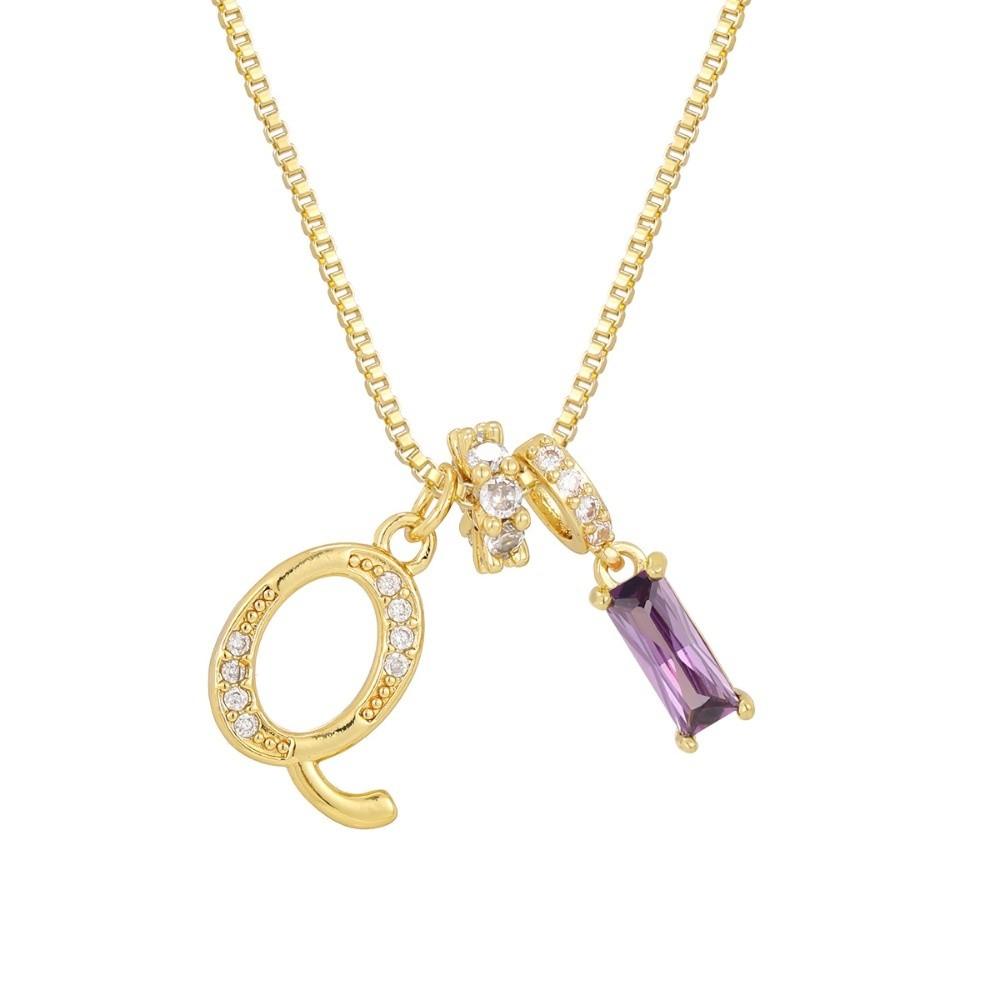 Adjustable Letter Jewelry Hypoallergenic Shiny Zircon Embedded Geometric Pendant Necklace Geometric Design Dopamine Style