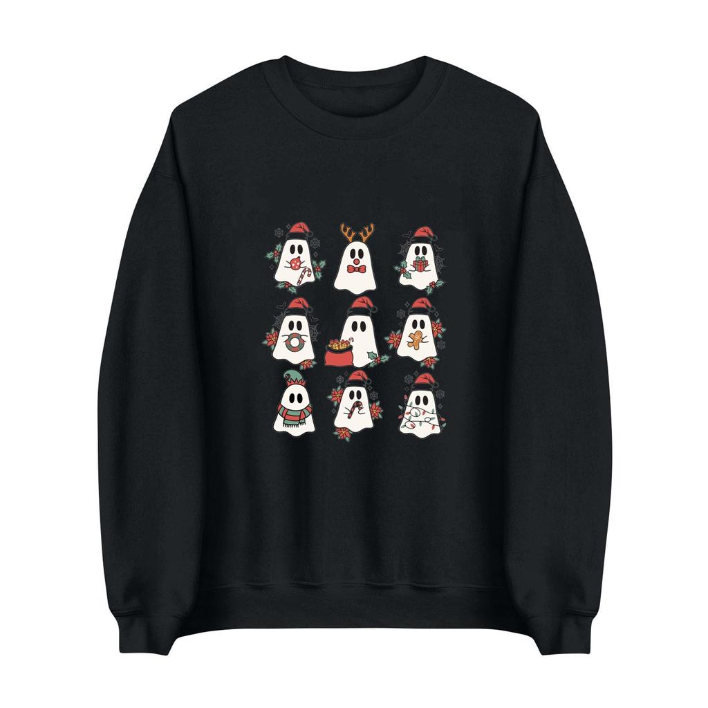 Женская модная повседневная толстовка с длинным рукавом и рождественским принтом