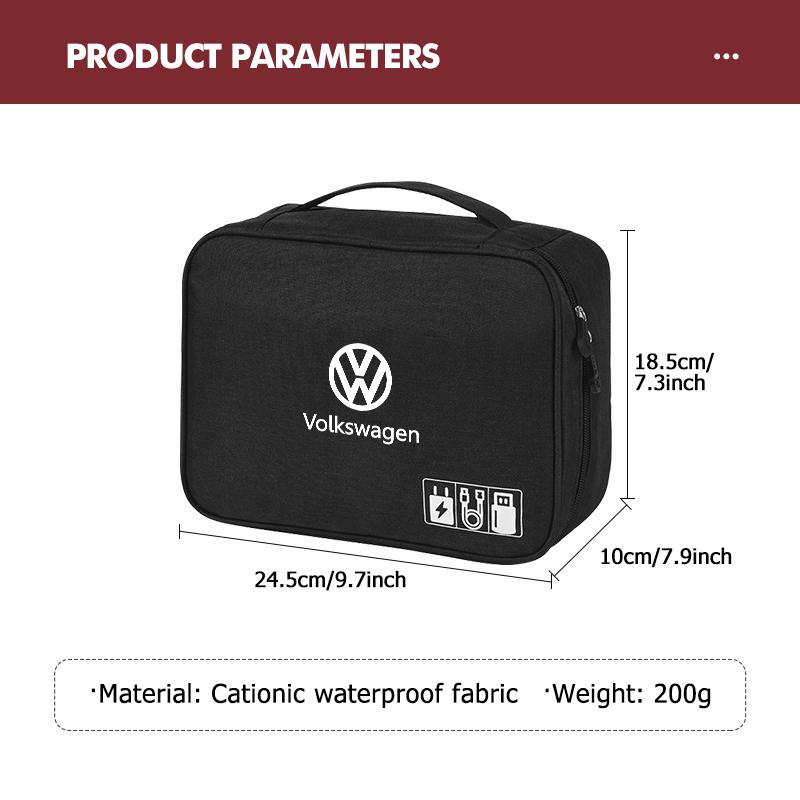 Car Multi-Use Digital Storage Bag Data Cable Tool Organizer For Volkswagen VW Passat Golf 4 5 6 Tiguan Polo Scirocco Jetta CC zj2