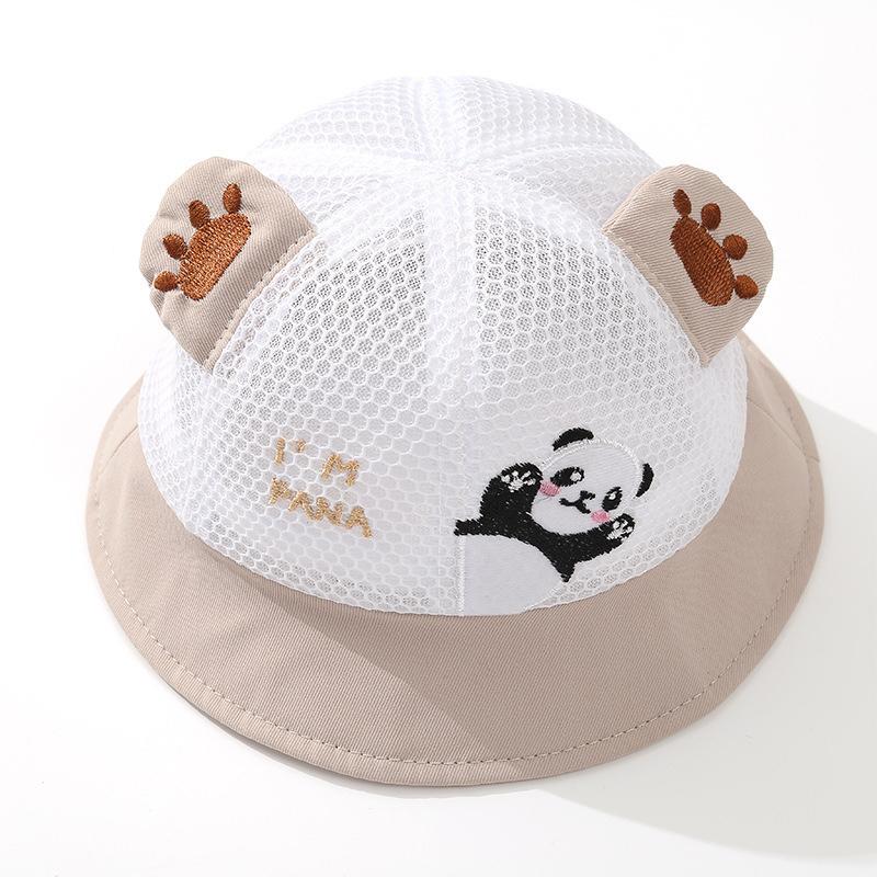 Шляпа от солнца для маленьких мальчиков и девочек, солнцезащитная шляпа-ведро с принтом панды, дышащая солнцезащитная шляпа, летняя хлопковая шляпа для детей с защитой от УФ-лучей