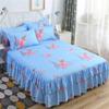 Floral Printed Bedspread Bedskirts Set 3PCS Bed Fitted Sheet With 2 Pillowcases Soft Breathable Bed Mattress Cover Protector Mat