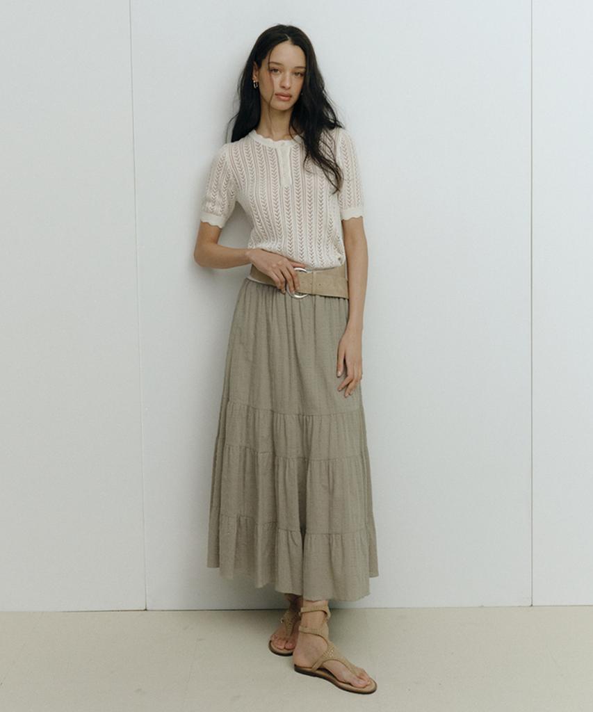 Sellebsyabedisyeon 26Ss 100% Хлопок Вышитая Многоярусная Юбка