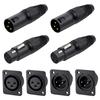 Xiatiaosann 2 Pairs XLR Connector Male Female Microphone Snake Plug for Mixer Speaker 2 Pairs 3 Pin XLR Panel Mount Male Female Jack Socket & &