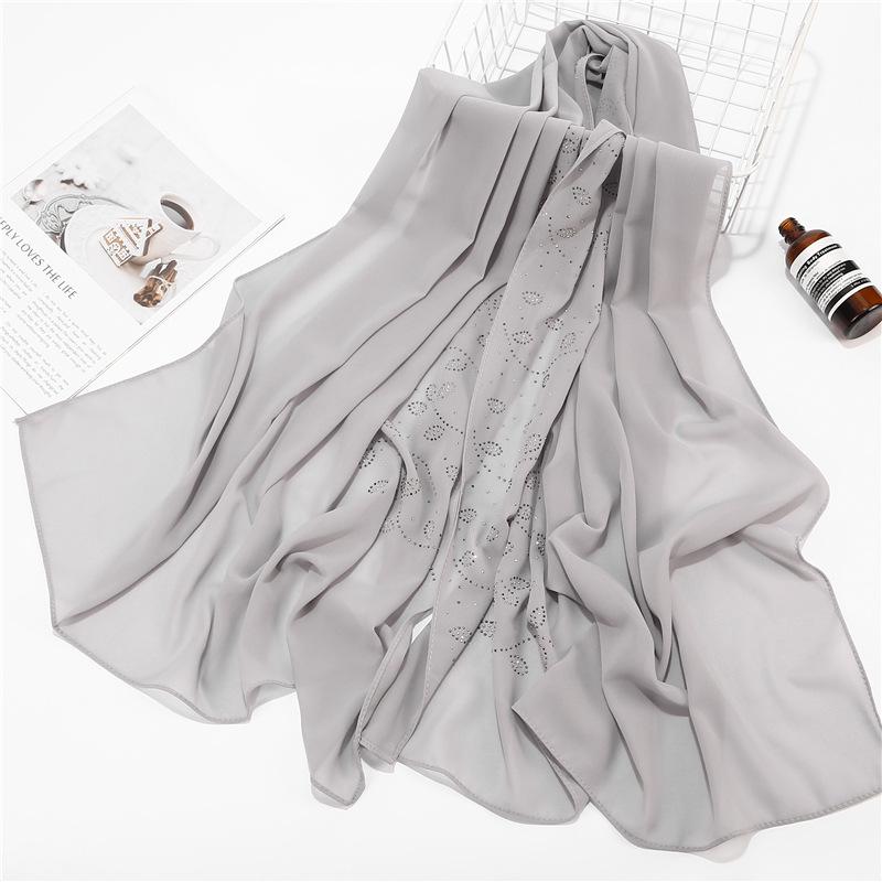 Женский Шифоновый Платок Хиджабы Для Женщин Лист Алмазный Кристальный Платок Хиджаб Шали Накидки Мусульманская Мода Платок Хиджаб Платок на Рамадан