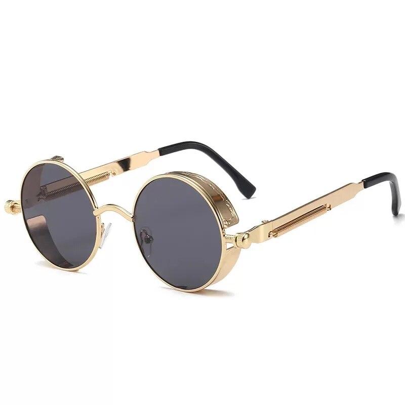 Classic Gothic Steampunk Sunglasses Luxury Brand Designer Men and Women Retro Round Metal Frame Sunglasses UV400