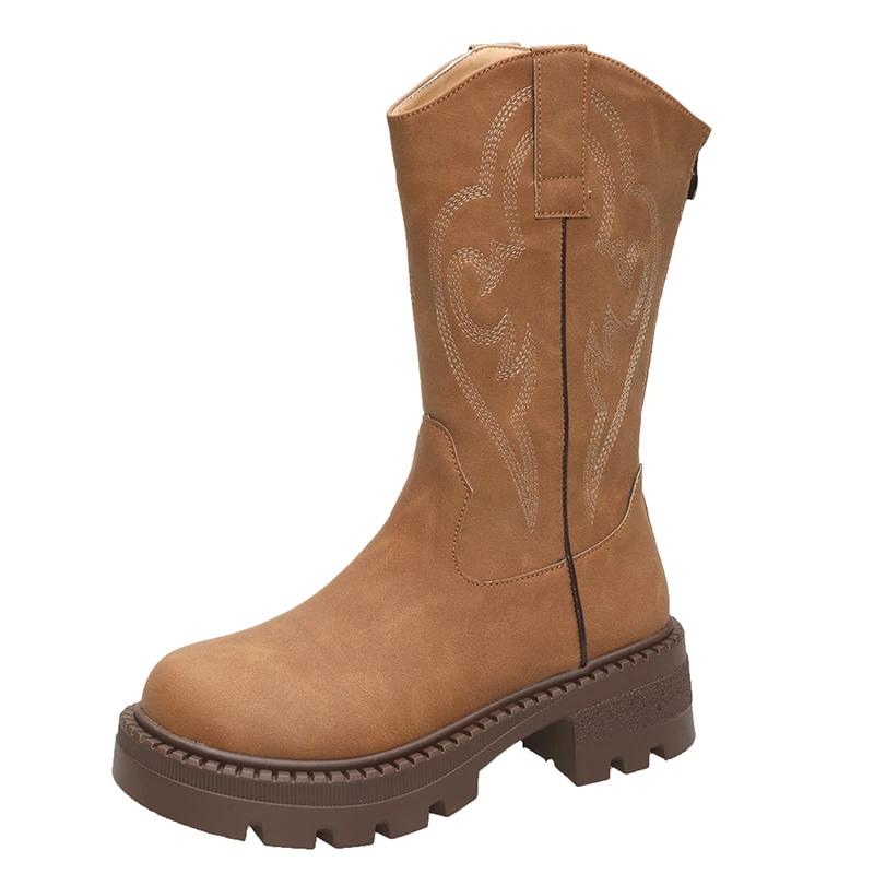 Модные женские туфли на плоской подошве до середины голени, ботинки «Челси», зимняя модная обувь на платформе, дизайнерские трендовые платья, готические ботинки, удобные для ходьбы, Zapatos Mujer