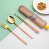 Набор столовых приборов из 3 предметов: ложка, вилка, палочки для еды, столовые приборы с коробкой, переносная посуда из нержавеющей стали 304 для путешествий, кемпинга