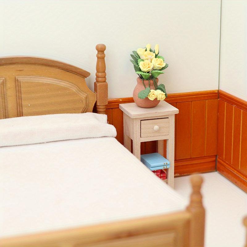 Миниатюрный деревянный приставной столик в масштабе 1/12 с моделью ящика - Реквизит для миниатюрной фотографии своими руками - Сезонный декор - Идеальный подарок
