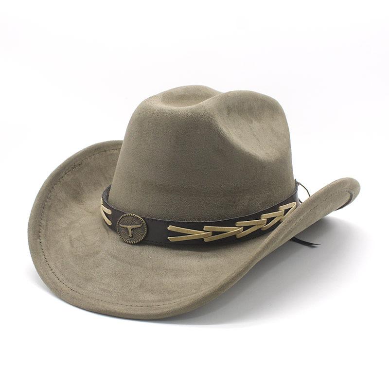 Thick Hard Top Suede Brim Hat Ethnic Style Sun Hat