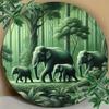 Vintage Forest Elephant Round Metal Wall Art 20x20 cm Bar Decor