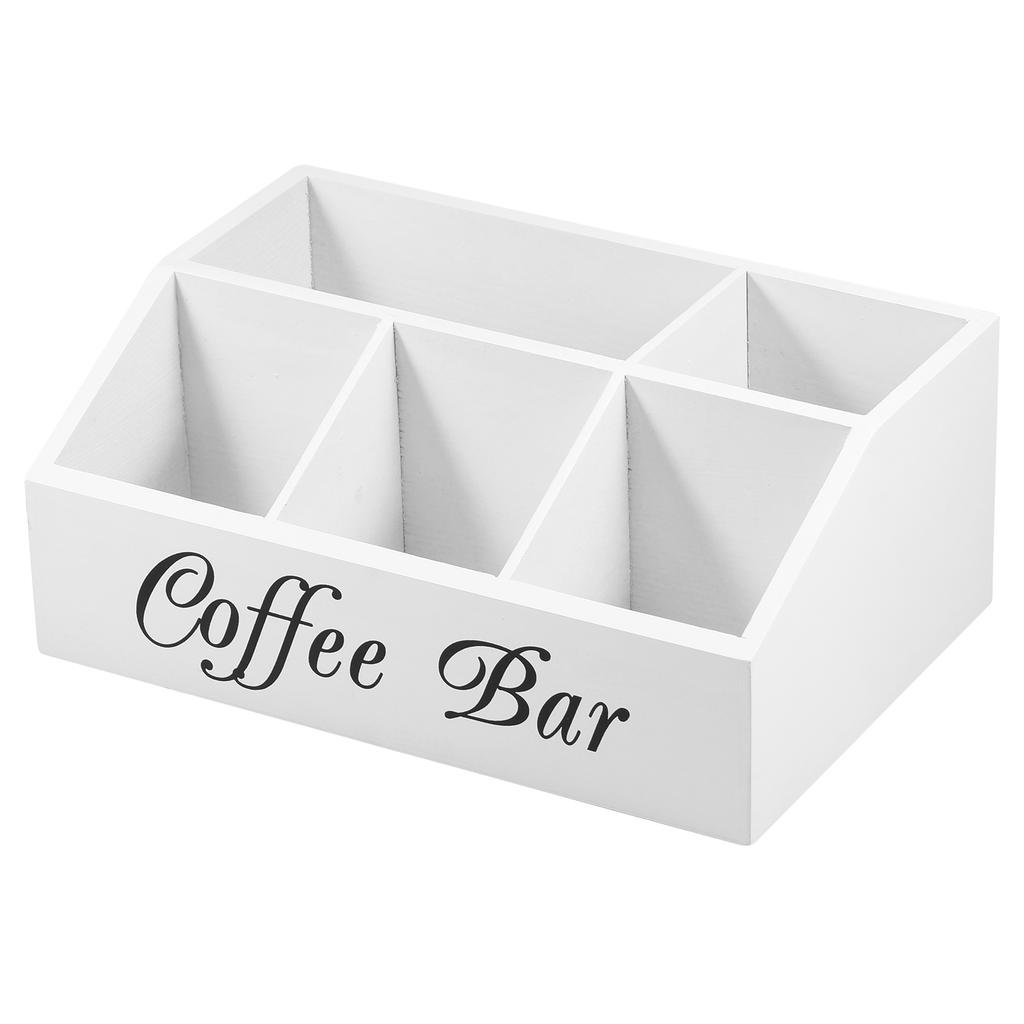 Деревянная подставка для кофе, органайзер для кофейного бара, 5 отделений, аксессуары для кофейного бара, винтажная станция для хранения кофе, держатель для кофейных капсул