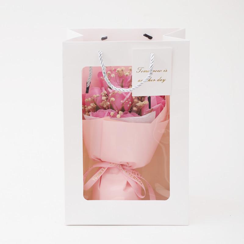 520 Creative Icy Blue Rose and Gypsophila Soap Flower Bouquet for Teacher's Day