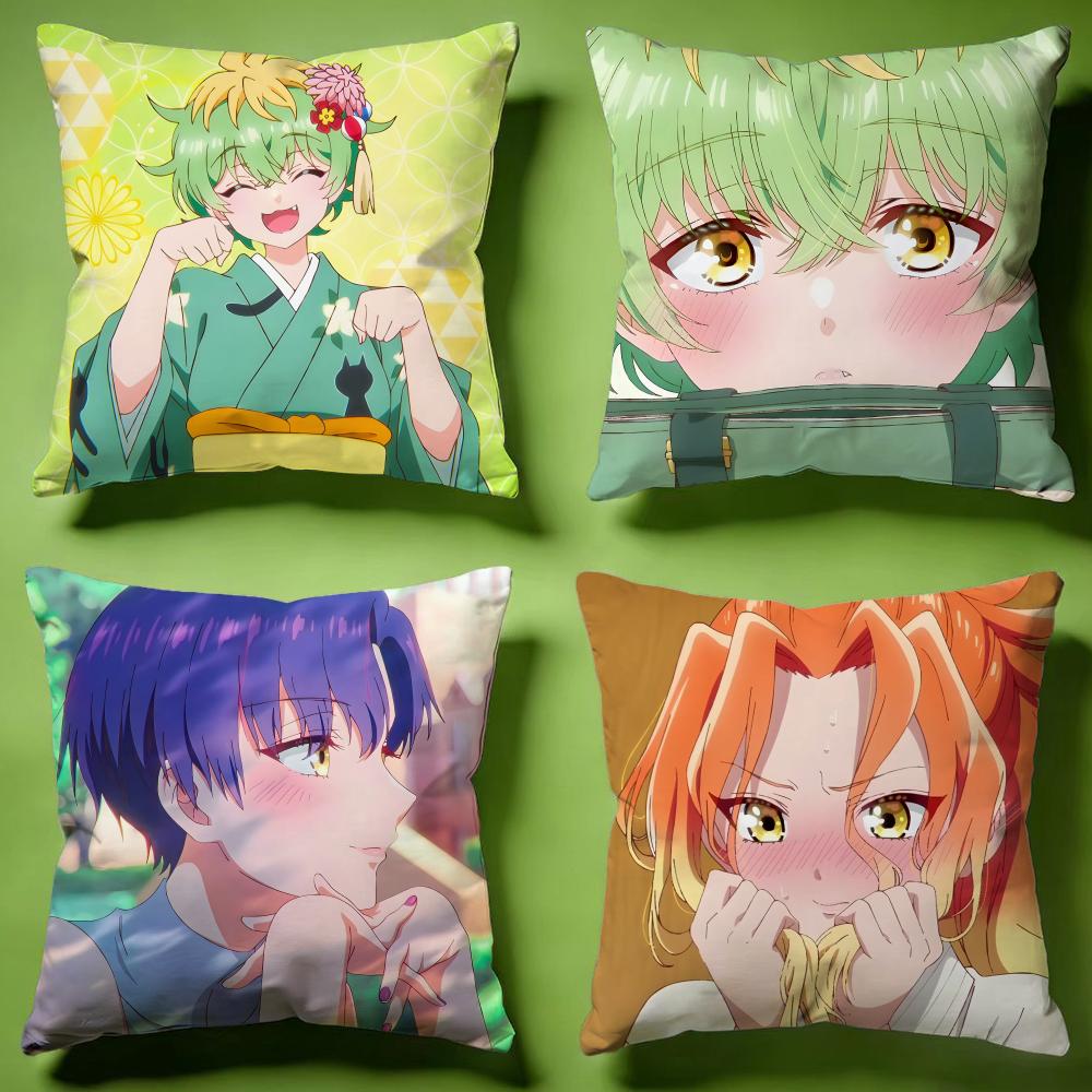 Trendy Mmikadono Sanshimai wa Angai Choroied Cushion Cover Versatile DoubleSided Pillow Case Fit for Sofa Bed Car Daily Decor