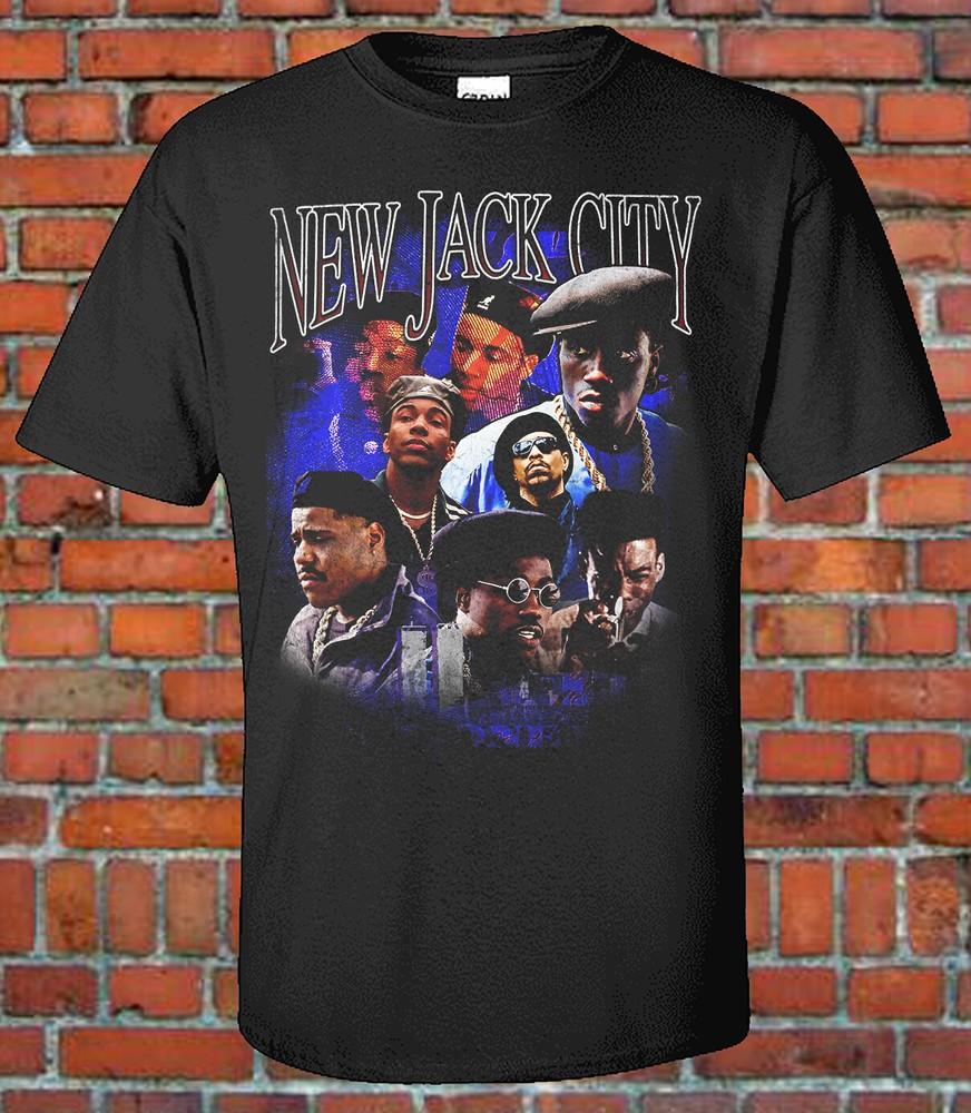 New Jack City 90s Style Bootleg Винтажная Рэп Футболка Фильмы Капюшон Классическая ЭКСКЛЮЗИВНАЯ Унисекс Футболка