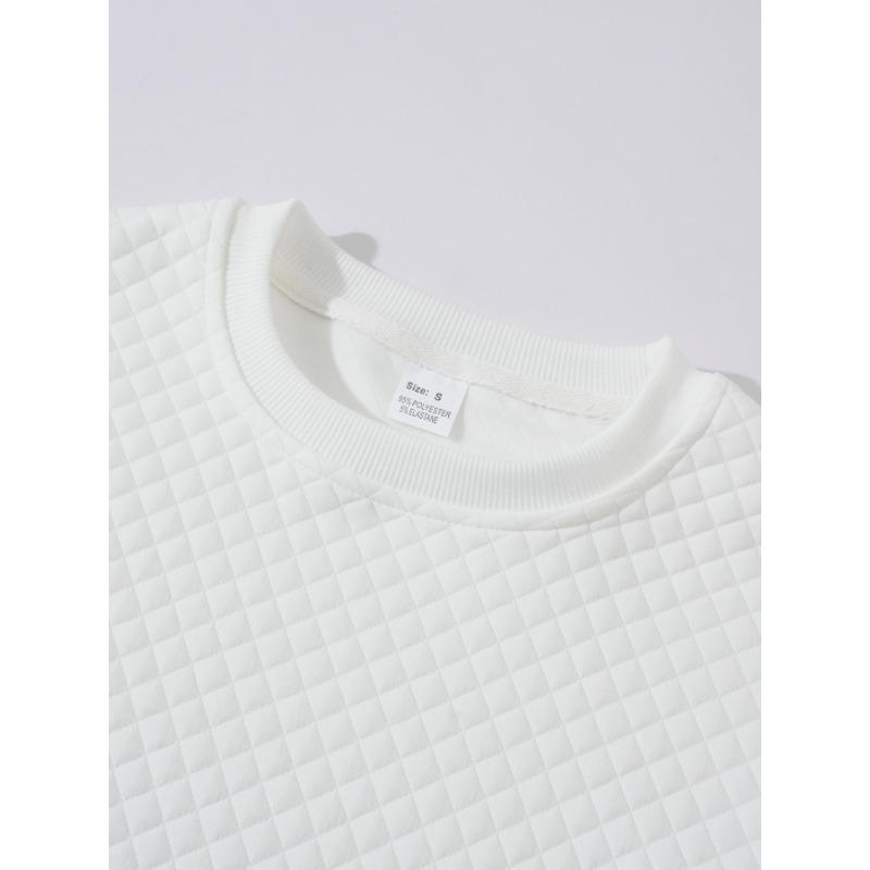 Новый весенне-осенний пуловер с круглым вырезом, однотонный вафельный, повседневный, с длинным рукавом