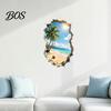 Peel-And-Stick Wall Art 3D Broken Ocean View Sticker, Coconut Tree Beach Decorative Decal, Removable Sticker Waterproof for Living Room, Bedroom,