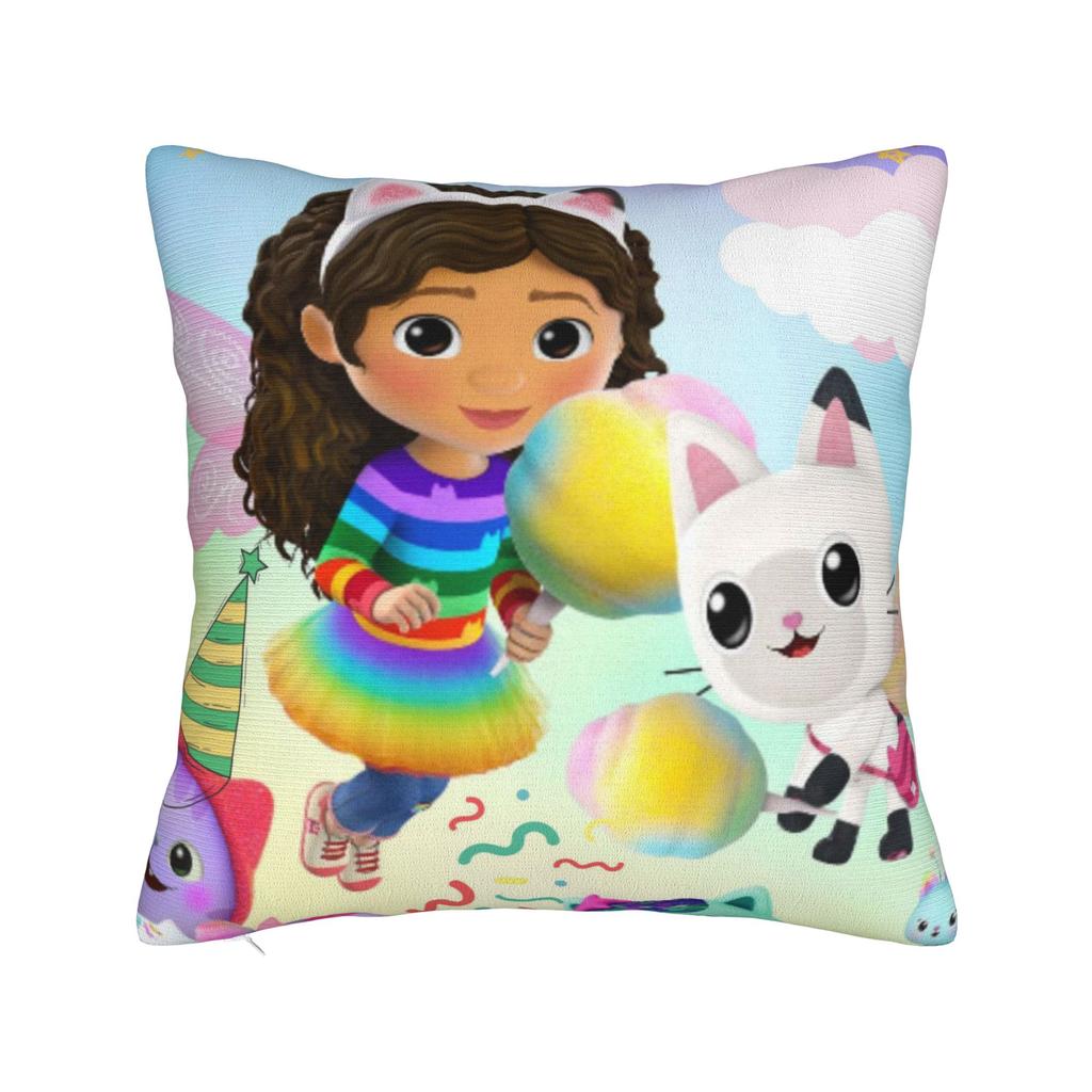 Gabby Dollhouse Cartoon Pillowcase Polyester Cushion Cover Decorative Cute Animals Pillow Case Cover Home Square 45X45cm