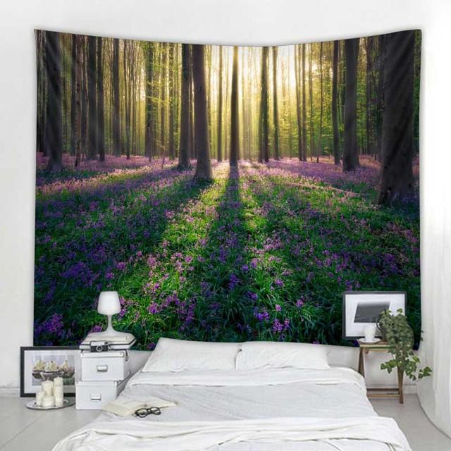 Природный лесной пейзаж гобелен настенный психоделическая сцена Мандала домашний художественный декор стены Бохо Декор комнаты Йога наматрасник