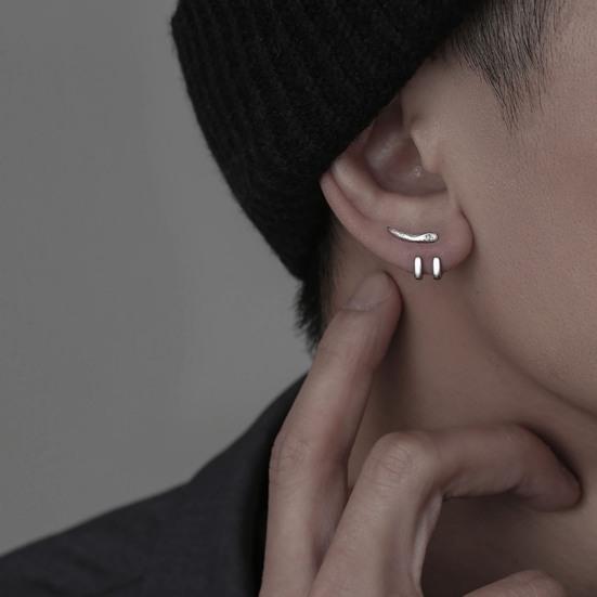 Stud Earrings Unique Personality Electroplating Silver Color Male Fashion Jewelry