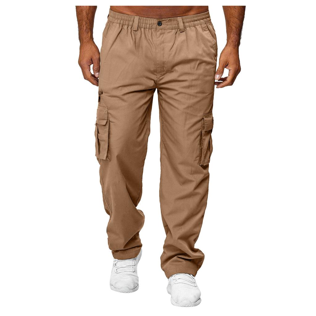 Men's Solid Color Plus Size Casual Multi-Pocket Cargo Pants